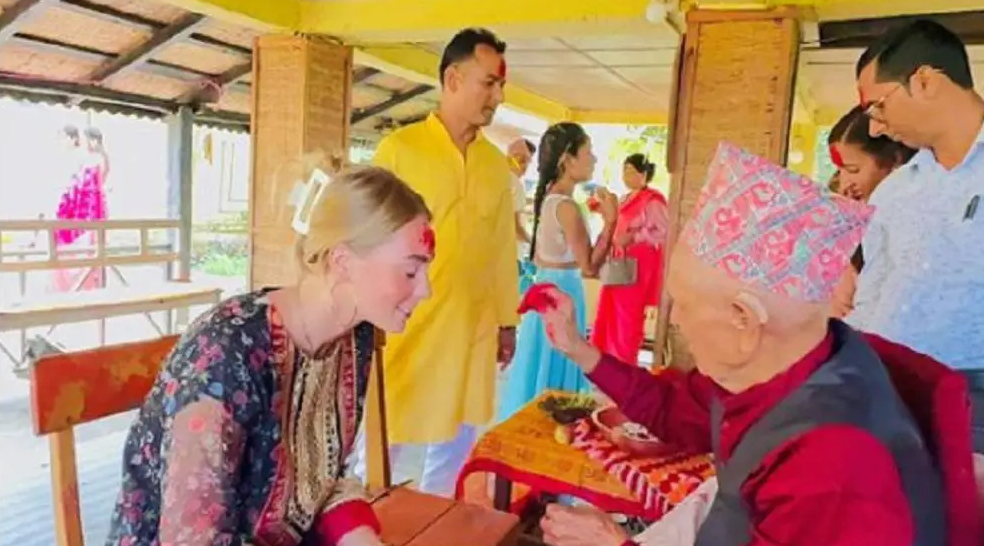 foreigners tika & dashain