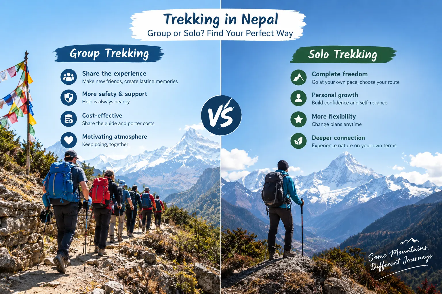 Group trekking vs solo trekking visit view neapl trek